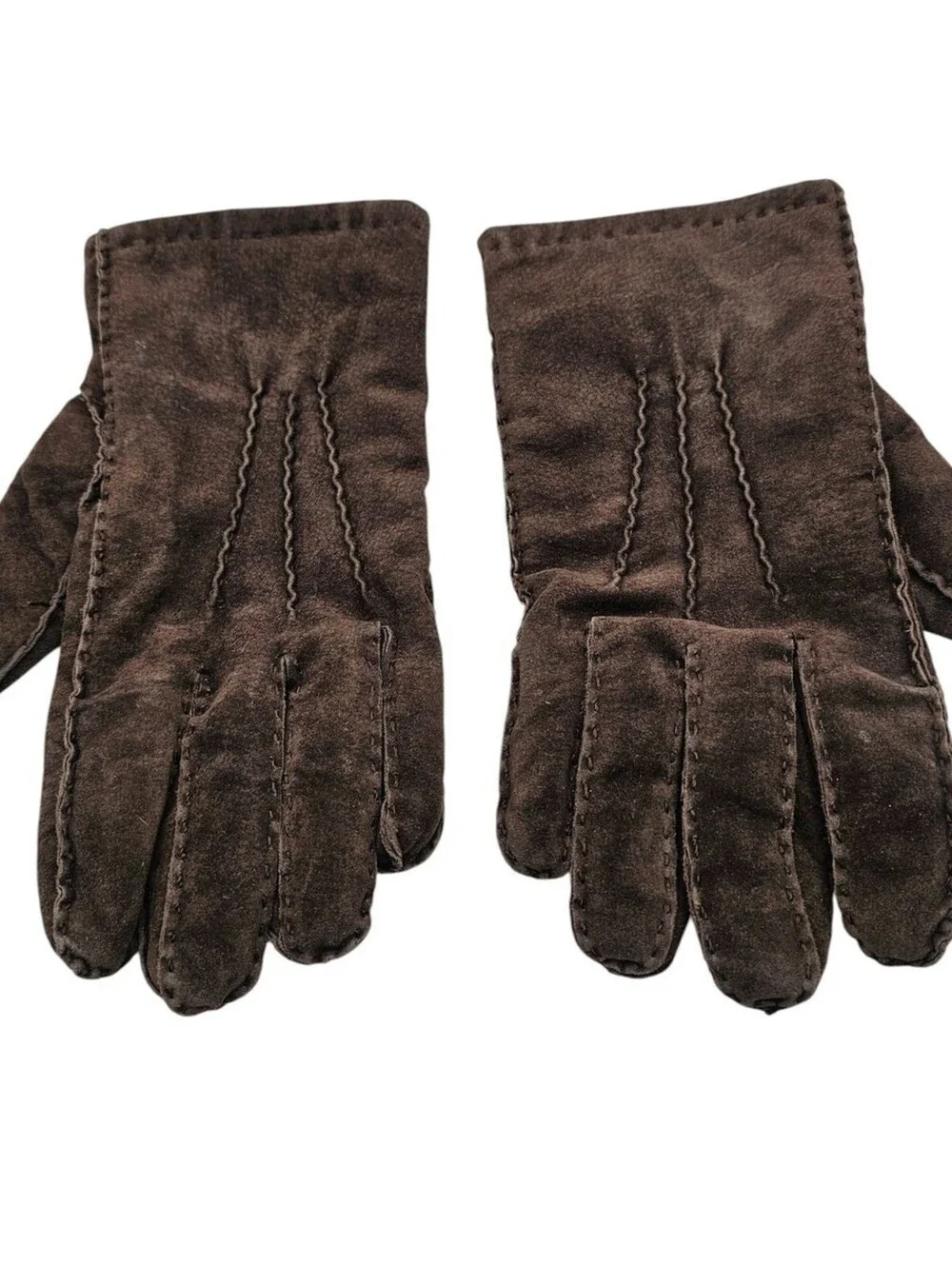 Vintage Womens Sz XL Insulated Leather Suede Winter Gloves Brown